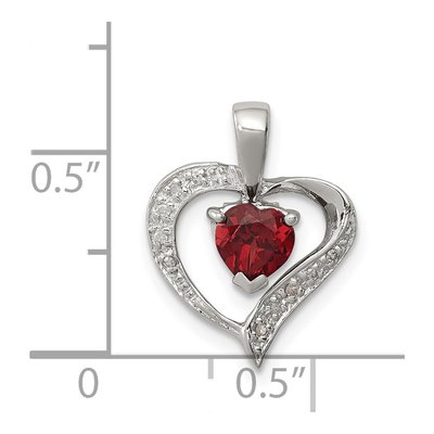 Sterling Silver Garnet & Diamond Heart Pendant – view 4