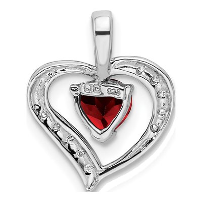 Sterling Silver Garnet & Diamond Heart Pendant – view 5