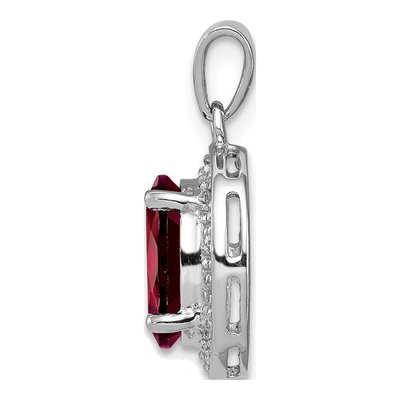 Sterling Silver Garnet & Diamond Pendant – view 3