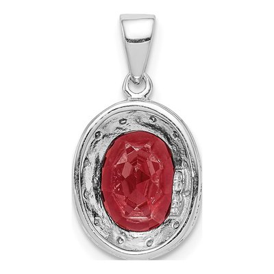 Sterling Silver Garnet & Diamond Pendant – view 5