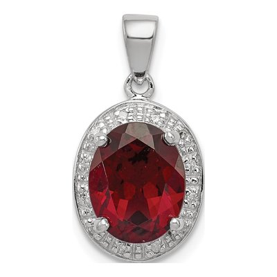 Sterling Silver Garnet & Diamond Pendant