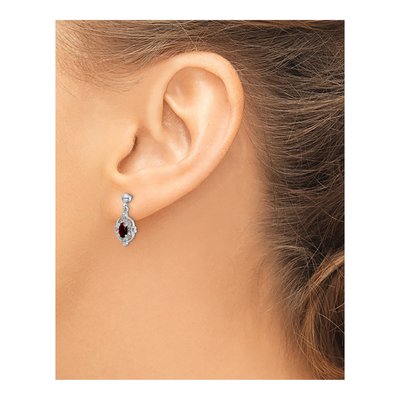 Sterling Silver Garnet & Diamond Dangle Earrings – view 4