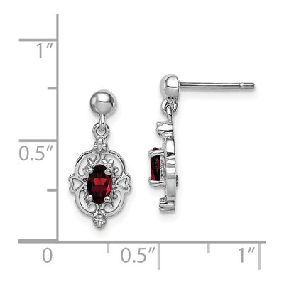Sterling Silver Garnet & Diamond Dangle Earrings – view 5