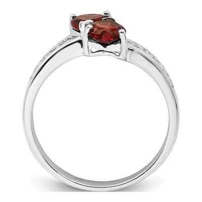 Sterling Silver Garnet Heart Ring – view 3