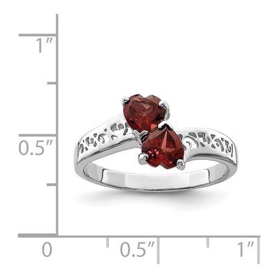 Sterling Silver Garnet Heart Ring – view 5
