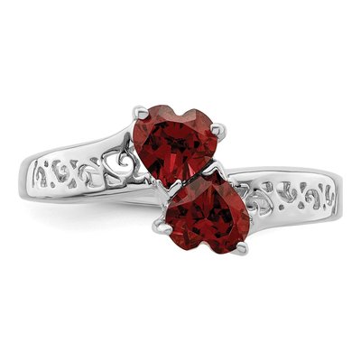 Sterling Silver Garnet Heart Ring – view 6