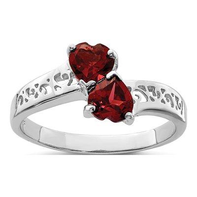 Sterling Silver Garnet Heart Ring
