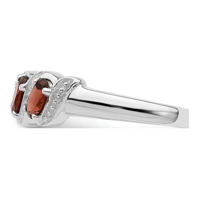 Sterling Silver Garnet & Diamond 3-Stone Ring – view 4