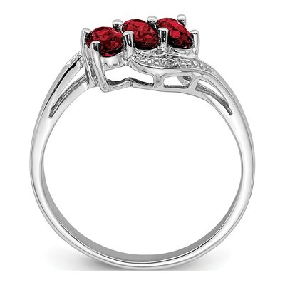Sterling Silver Garnet & Diamond 3-Stone Ring – view 3