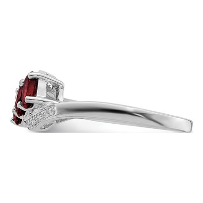 Sterling Silver Garnet & Diamond 3-Stone Ring – view 5