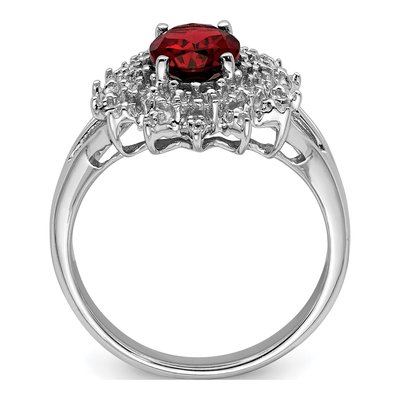 Sterling Silver Garnet & Diamond Oval Ring – view 3