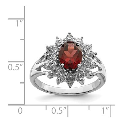 Sterling Silver Garnet & Diamond Oval Ring – view 4