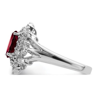 Sterling Silver Garnet & Diamond Oval Ring – view 5