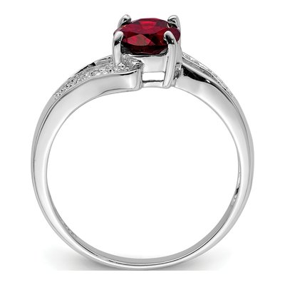 Sterling Silver Garnet & Diamond Ring – view 3