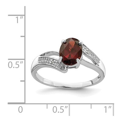 Sterling Silver Garnet & Diamond Ring – view 4