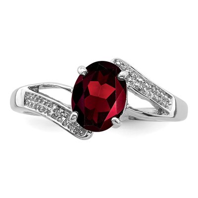 Sterling Silver Garnet & Diamond Ring – view 6