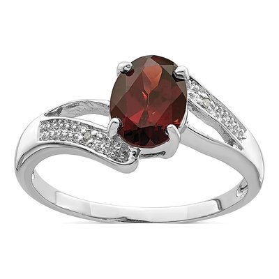 Sterling Silver Garnet & Diamond Ring