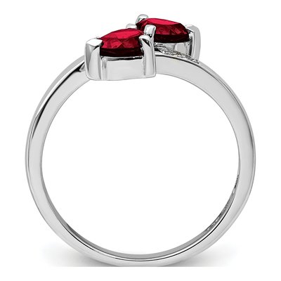 Sterling Silver Garnet & Diamond Heart Ring – view 3