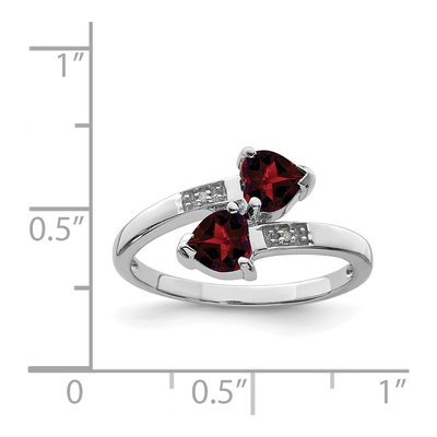 Sterling Silver Garnet & Diamond Heart Ring – view 4