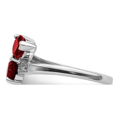 Sterling Silver Garnet & Diamond Heart Ring – view 5