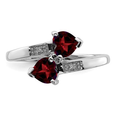 Sterling Silver Garnet & Diamond Heart Ring – view 6