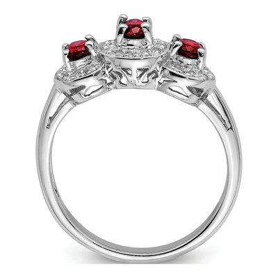 Sterling Silver 1/15 ct tw Garnet & Diamond 3-Stone Ring – view 3