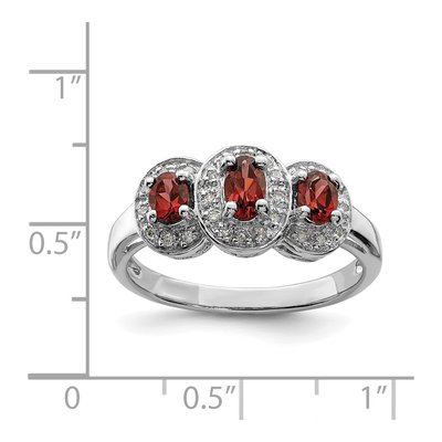 Sterling Silver 1/15 ct tw Garnet & Diamond 3-Stone Ring – view 4