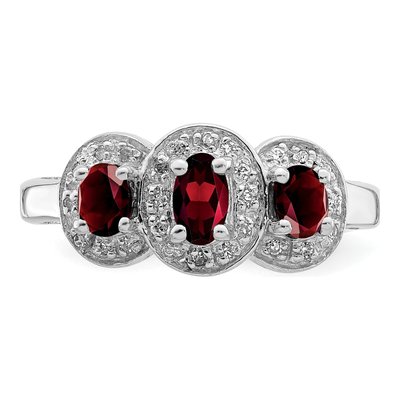 Sterling Silver 1/15 ct tw Garnet & Diamond 3-Stone Ring – view 6
