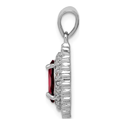 Sterling Silver Garnet & Diamond Pendant – view 3