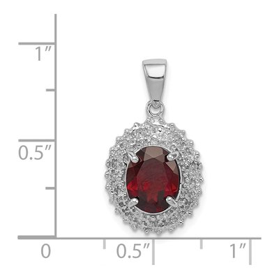Sterling Silver Garnet & Diamond Pendant – view 4