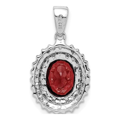 Sterling Silver Garnet & Diamond Pendant – view 5