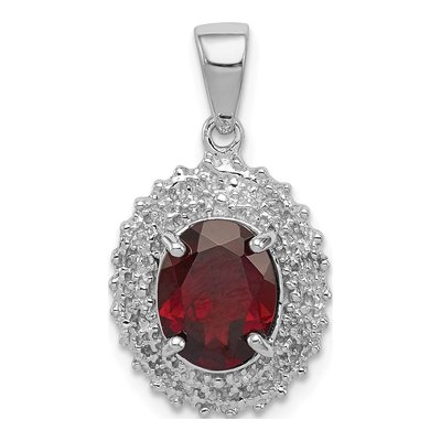 Sterling Silver Garnet & Diamond Pendant