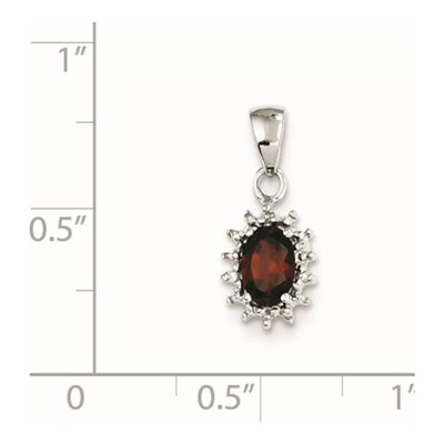 Sterling Silver Garnet & Diamond Pendant – view 3