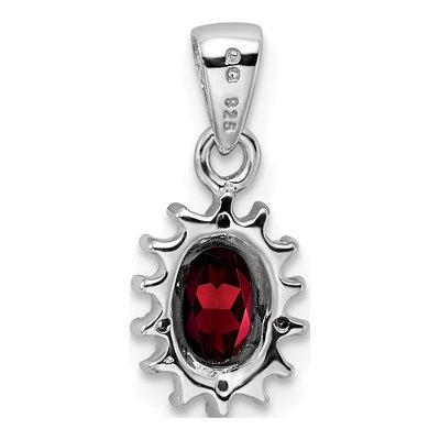 Sterling Silver Garnet & Diamond Pendant – view 4