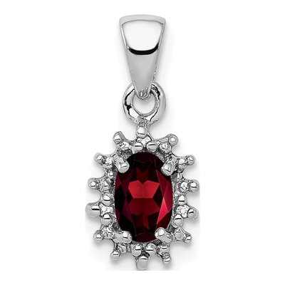 Sterling Silver Garnet & Diamond Pendant
