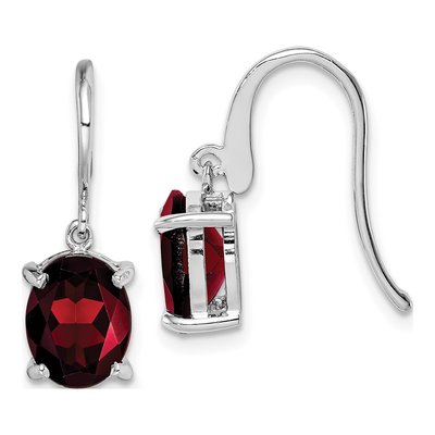 Sterling Silver Garnet Wire Dangle Earrings
