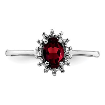 Sterling Silver Garnet & Diamond Ring – view 6