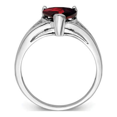 Sterling Silver Garnet & Diamond Heart Ring – view 3