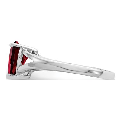Sterling Silver Garnet & Diamond Heart Ring – view 5