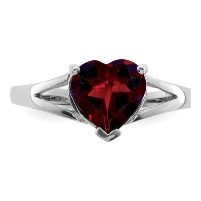 Sterling Silver Garnet & Diamond Heart Ring – view 6