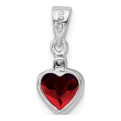 Sterling Silver Garnet & Diamond Heart Pendant – view 5