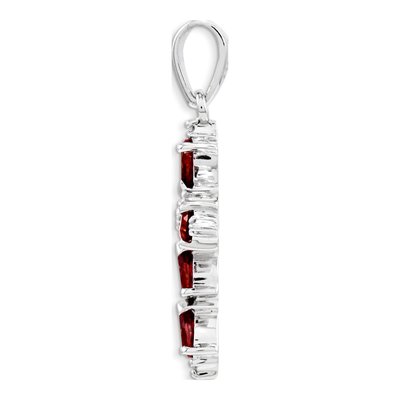 Sterling Silver Garnet & Diamond Pear Cross Pendant – view 3