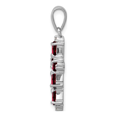 Sterling Silver Garnet & Diamond Pear Cross Pendant – view 4