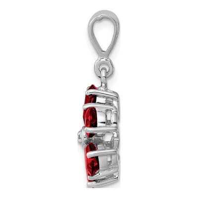 Sterling Silver Garnet & Diamond Flower Pendant – view 3