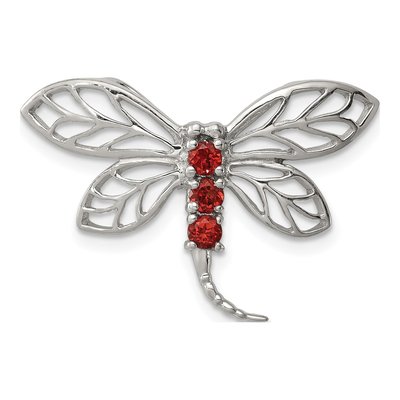Sterling Silver Garnet Dragonfly Slide Pendant