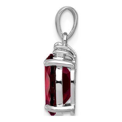 Sterling Silver Garnet & Diamond Oval Pendant – view 3