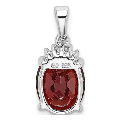 Sterling Silver Garnet & Diamond Oval Pendant – view 5