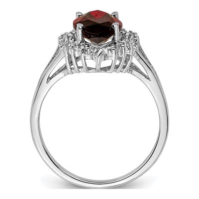 Sterling Silver Garnet & Diamond Marquise Ring – view 3
