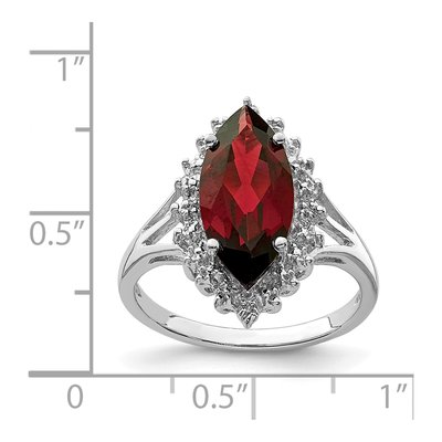 Sterling Silver Garnet & Diamond Marquise Ring – view 5