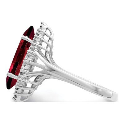 Sterling Silver Garnet & Diamond Marquise Ring – view 6